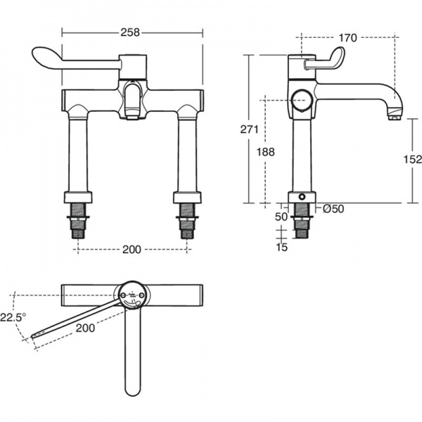 Markwik 21 Deck/Surface HTM64 Thermostatic Tap